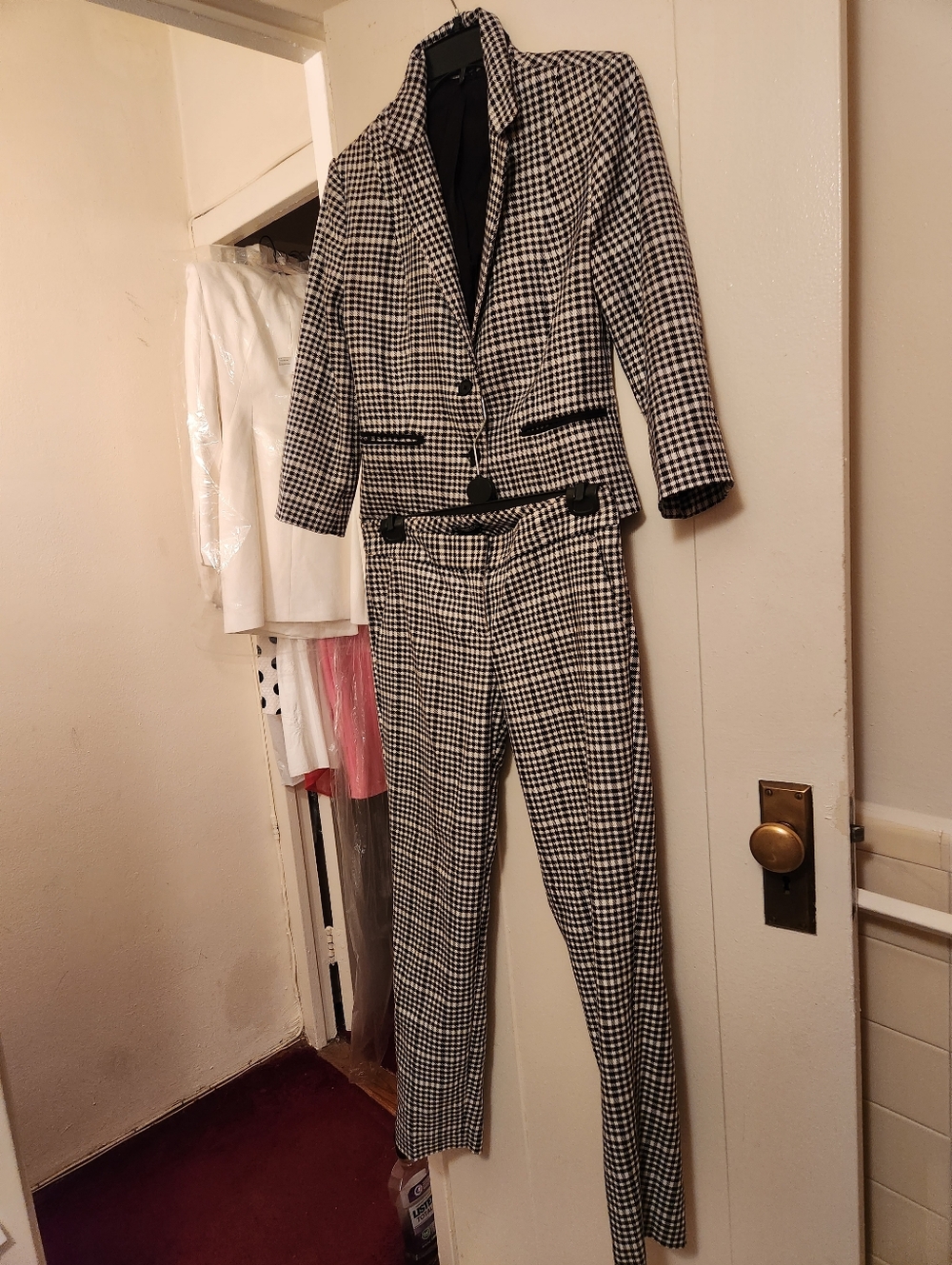 EXPRESS 3/4 SLEEVE HOUNDSTOOTH PRINT TWO-BUTTON BLAZER JACKET sz 4 Nwot